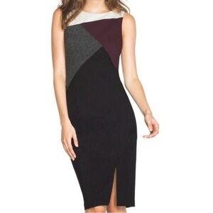 White House Black Market Asymmetrical Color Block Sheath Dress, size 12